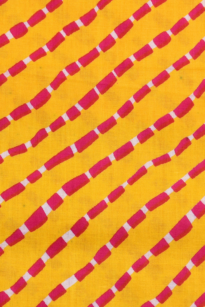 Yellow Leheriya Cotton Fabric