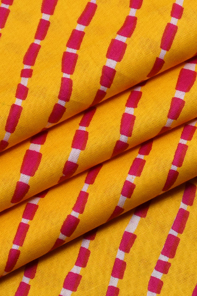 Yellow Leheriya Cotton Fabric