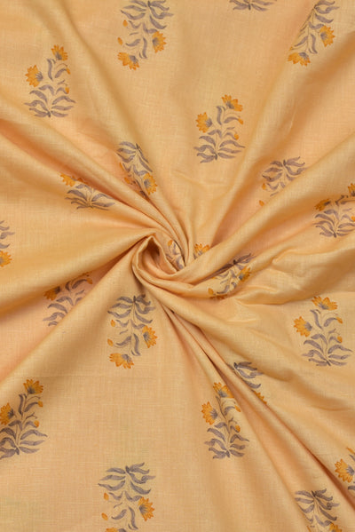 Light Orange Tree Print Cotton Fabric