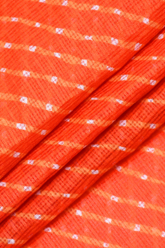 Orange Leheriya Kota Doria Fabric