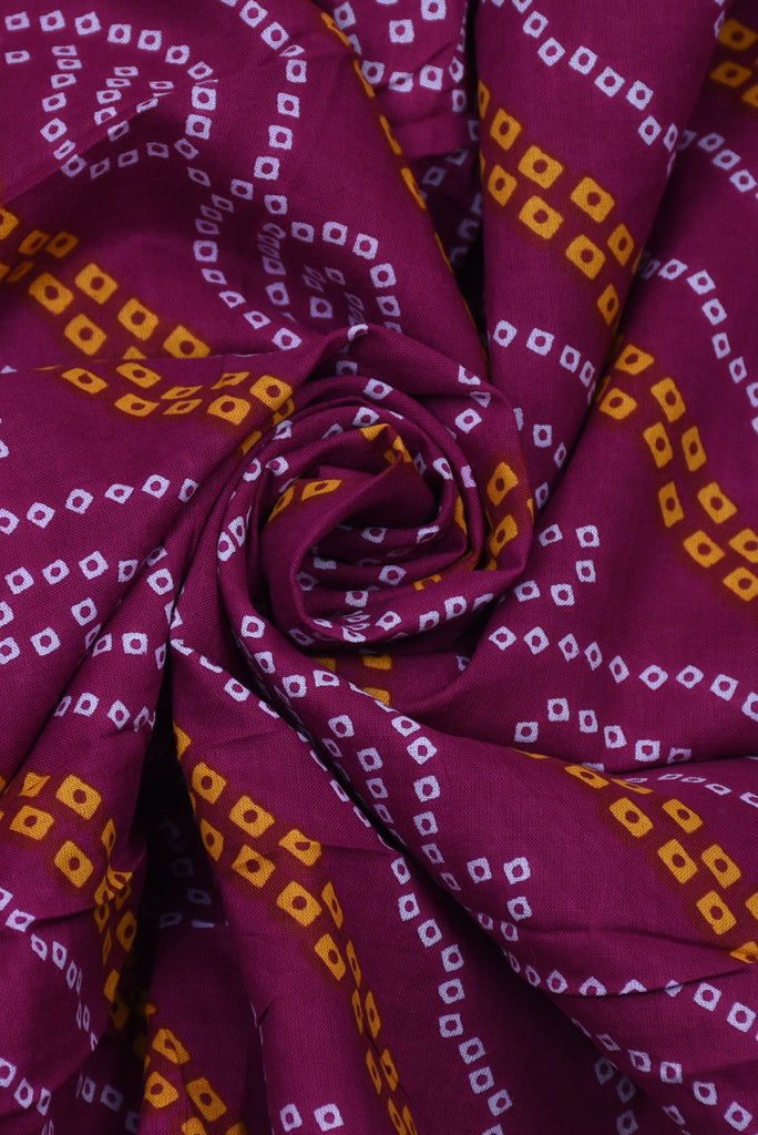 Purplei Color Bandhej Print Cotton Fabric