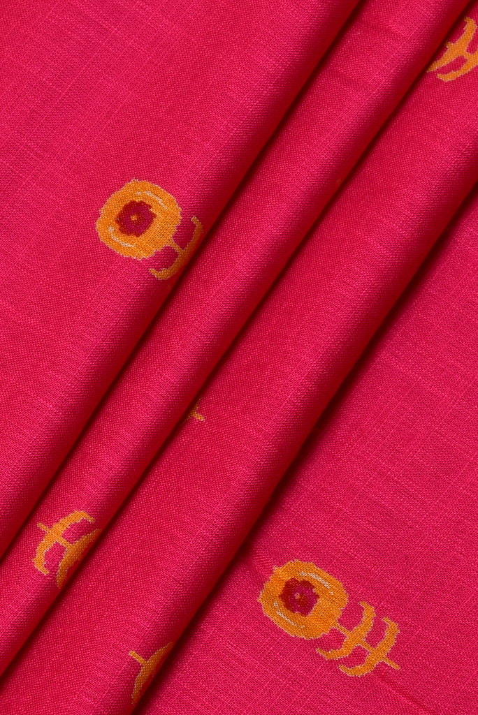 Pink With Orange Flower Print Rayon Fabric