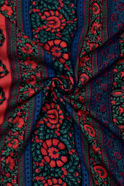 Multicolour Flower Print Rayon Fabric