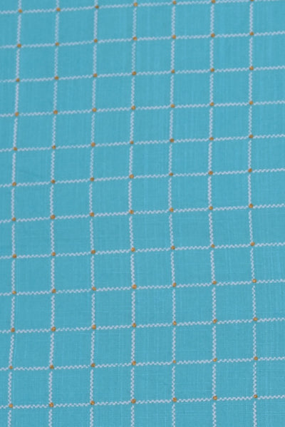 Blue Block Print Cotton Fabric