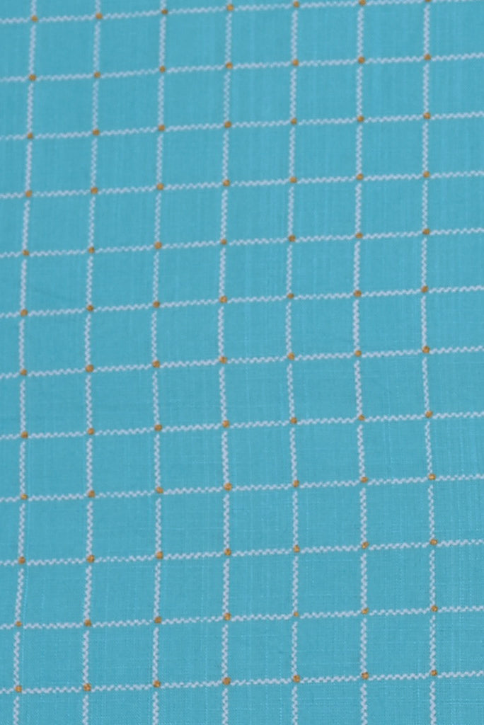 (Cut Piece 0.50 Mtr) Blue Block Print Cotton Fabric