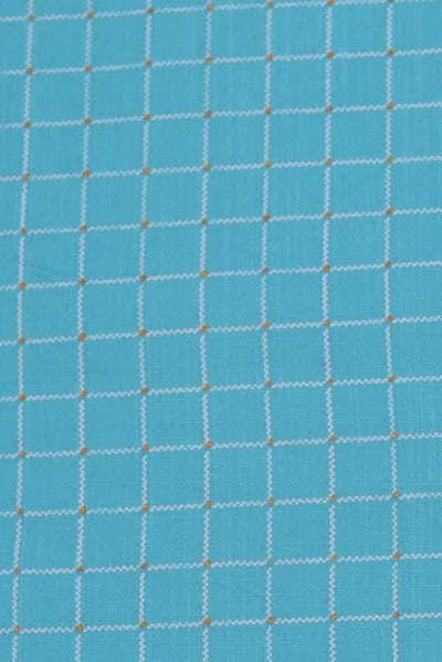 (Cut Piece 0.50 Mtr) Blue Block Print Cotton Fabric