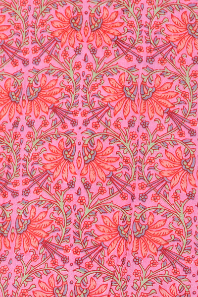 Light Pink Flower Print Cotton Fabric