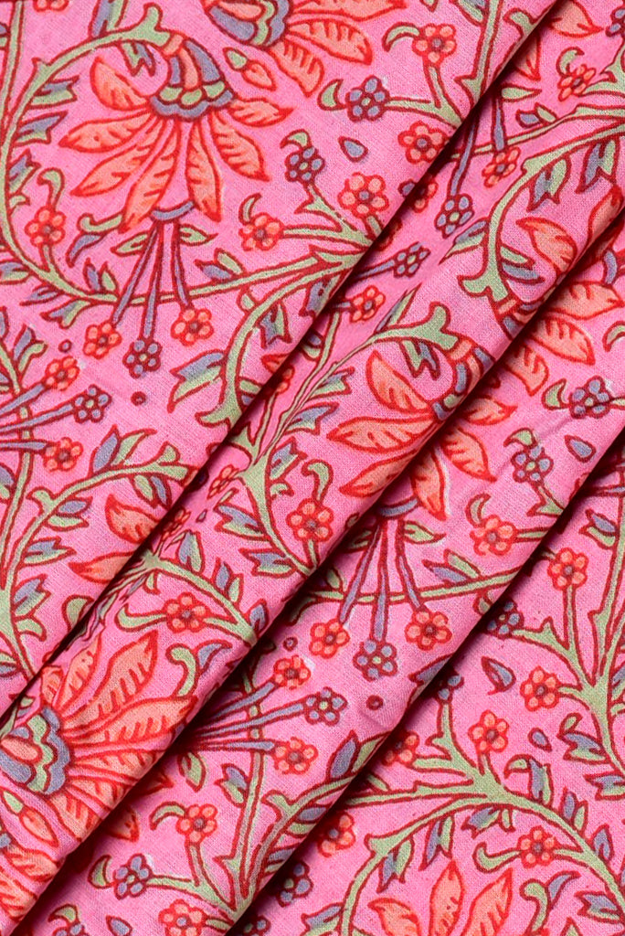 Light Pink Flower Print Cotton Fabric
