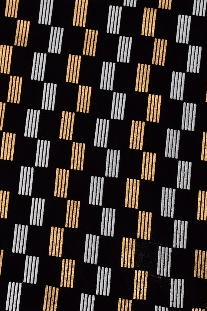 Black Strips Print Rayon Fabric