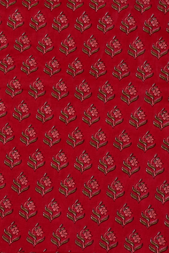 Red Tree Print Cotton Fabric