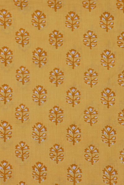 Light Orange Tree Print Cotton Fabric