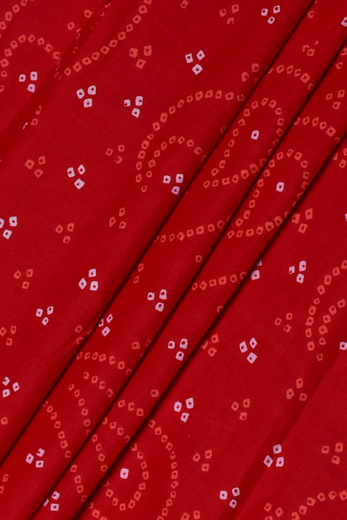 Red Leaf Print Cotton Fabric