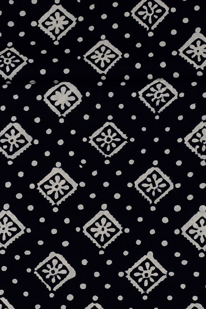 Black Flower Print Rayon Fabric