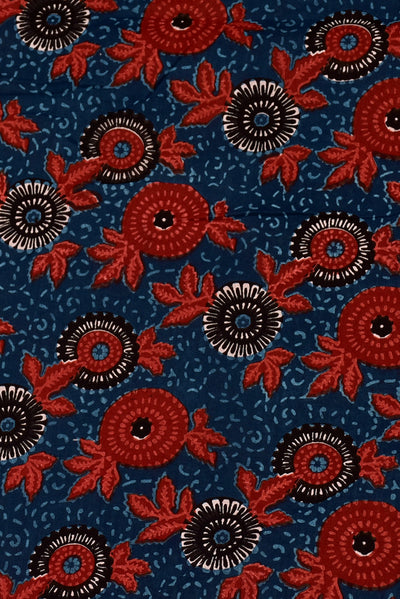 Red & White Flower Print Cotton Fabric