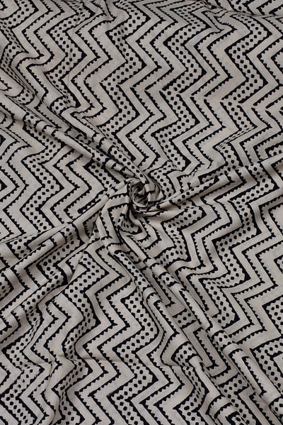 Black Strips Print Cotton Fabric