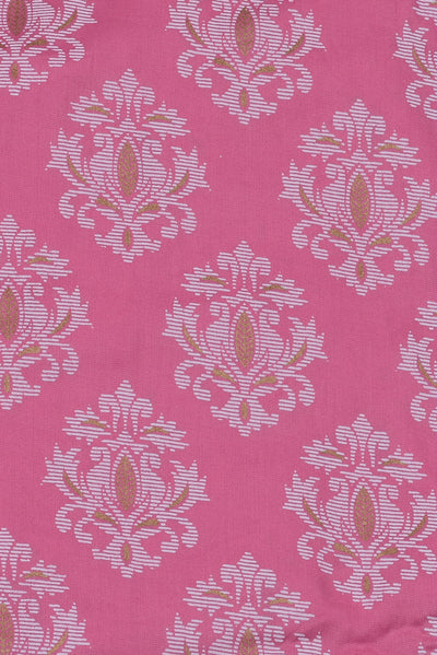 (Cut Piece 0.50 Mtr) Pink Flower Print Rayon Fabric