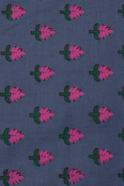 Gray Flower Printed Cotton Fabric