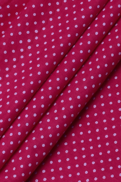 Pink Polka Dots Printed Cotton Fabric