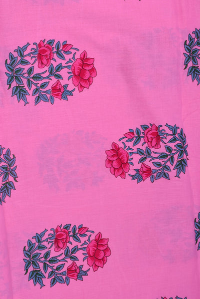 Pink Flower Printed Cotton Fabric