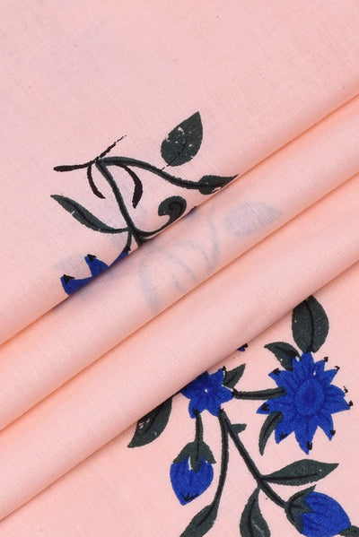 Peach Flower Printed Cotton Fabric