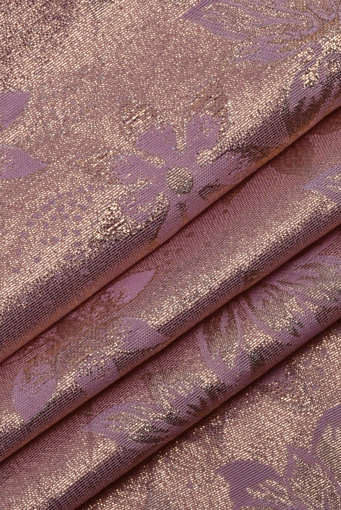Pink Floral Print Jacquard Silk Fabric