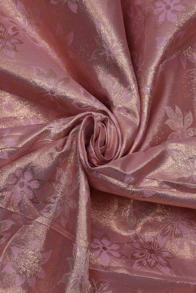 Pink Floral Print Jacquard Silk Fabric