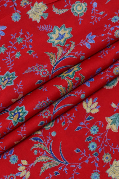 Red Floral Printed Cotton Fabric