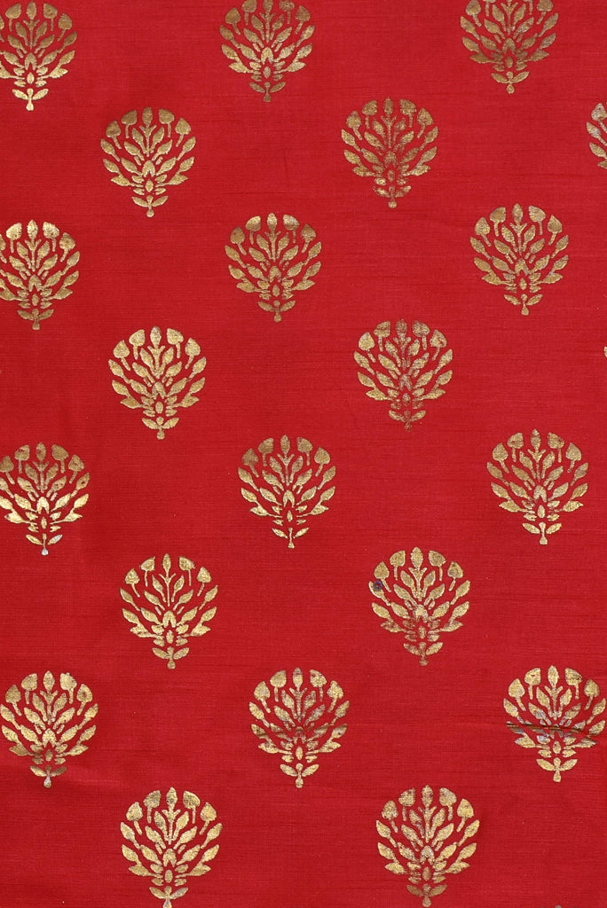 Peach Flower Print Jacquard Silk Fabric