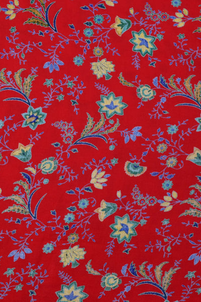 Red Floral Printed Cotton Fabric