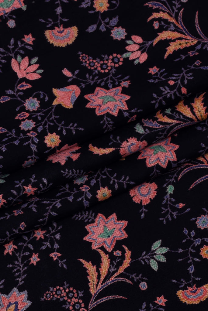 Navy blue Floral  Rayon Fabric