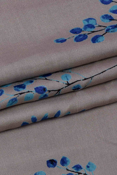 Grey Floral Printed Cotton Fabric