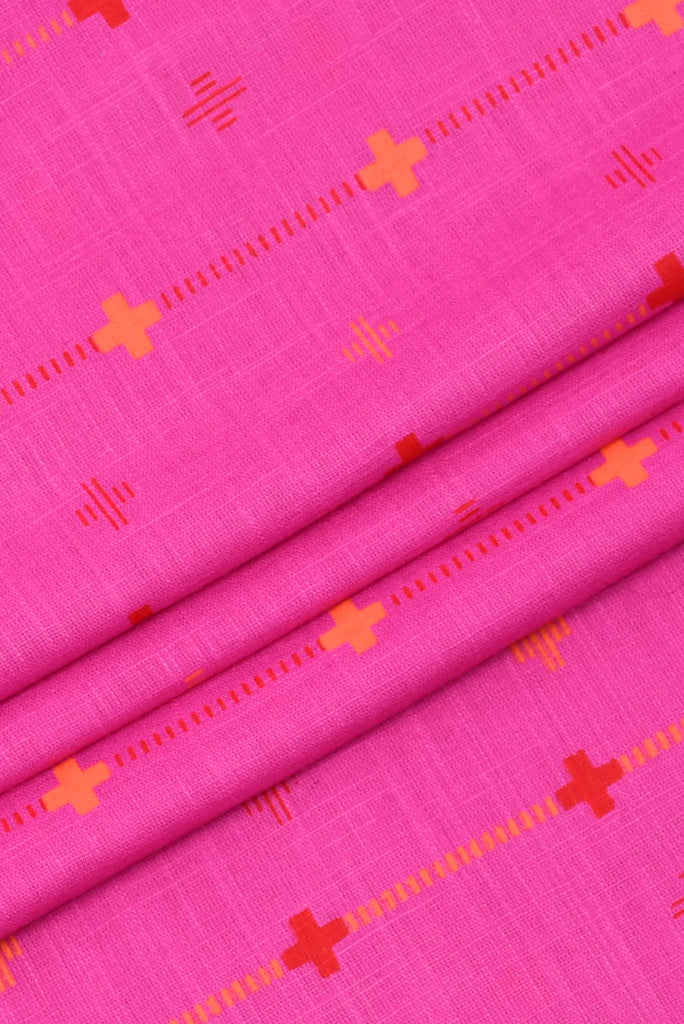 Pink Stripes Printed Rayon Fabric