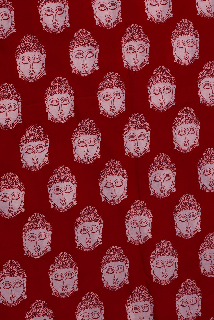 Red Buddha Printed Kalamkari Fabric