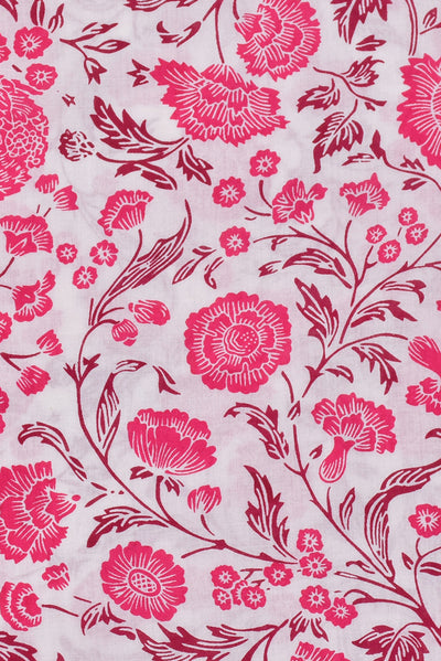 Pink Flower Print Cotton Fabric