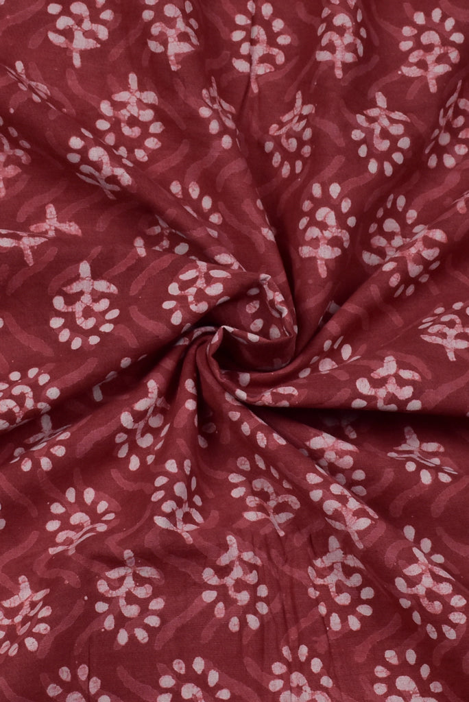 (Cut Piece 0.55 Mtr) Brown Flower Print Cotton Fabric