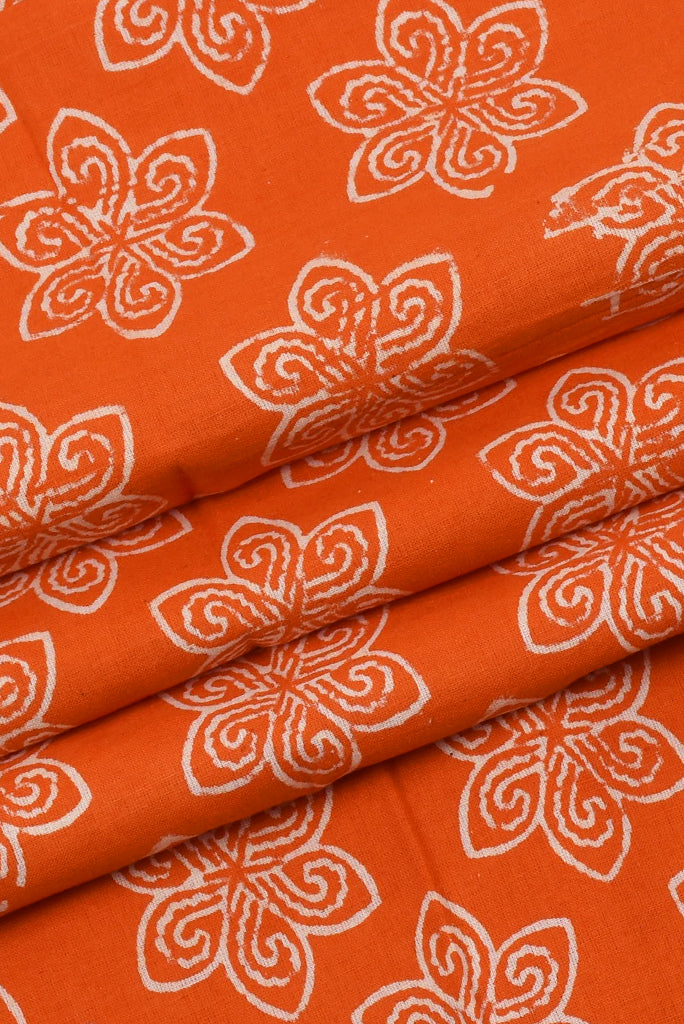 Orange Star Printed Cotton Fabric