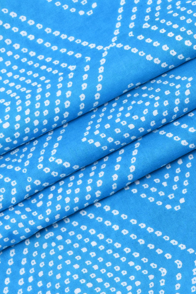 Sky Blue Bandhej Cotton Fabric
