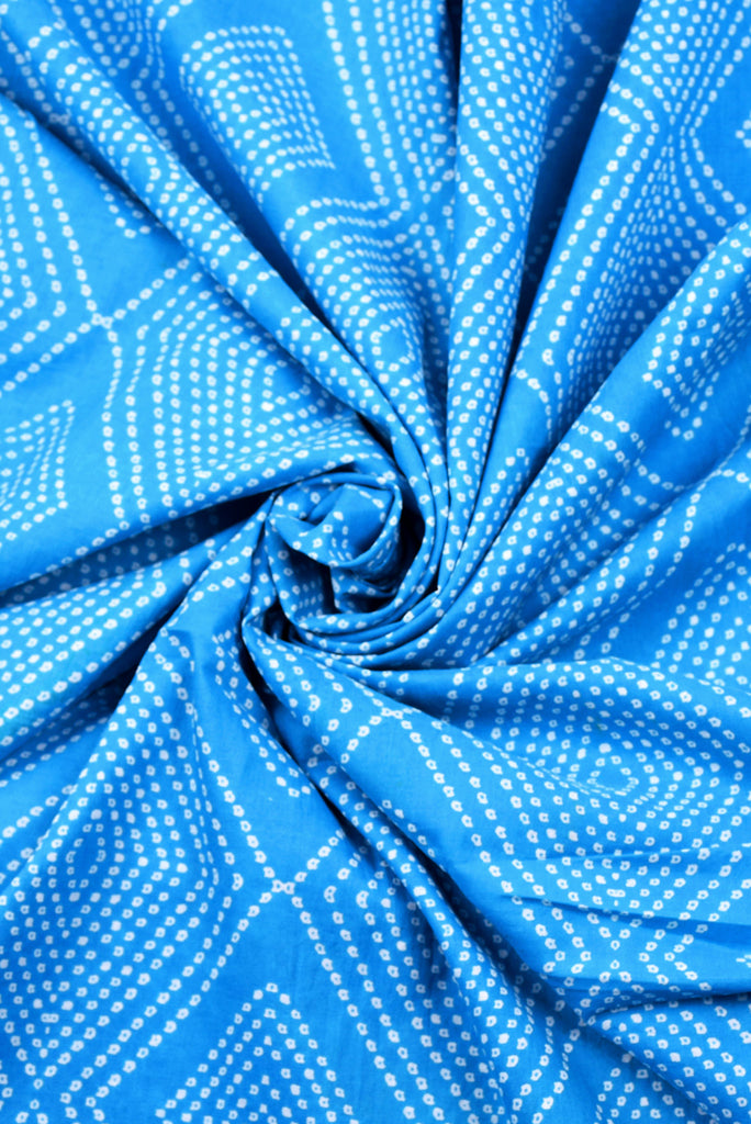 Sky Blue Bandhej Cotton Fabric