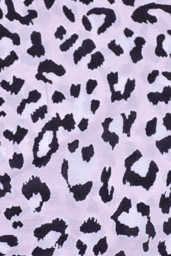 (Cut Piece 0.60 Mtr) White Animal Print Muslin Fabric