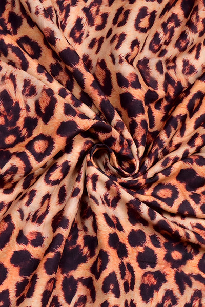 Brown Animal Print Muslin Fabric