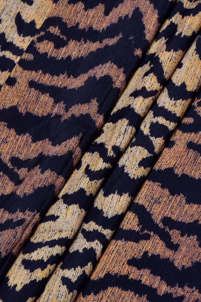 (Cut Piece 0.50 Mtr) Dark Brown Animal Print Muslin Fabric