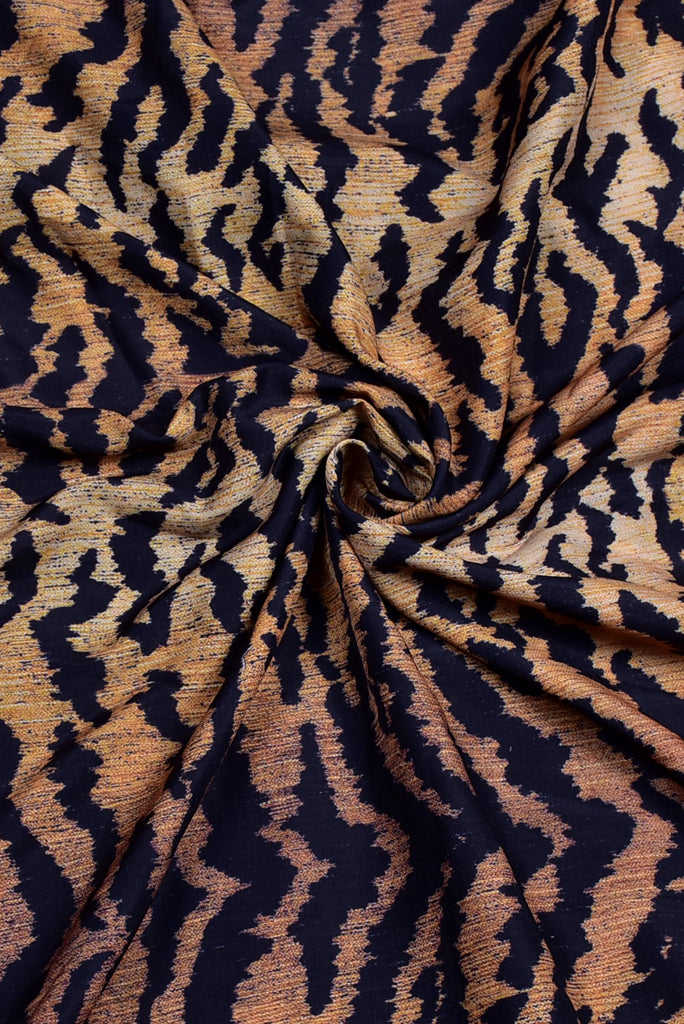 (Cut Piece 0.50 Mtr) Dark Brown Animal Print Muslin Fabric