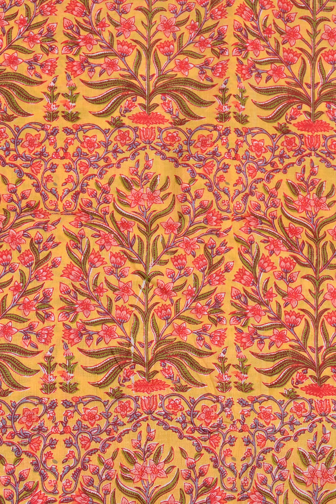 Light Yellow Flower Print Cotton Fabric