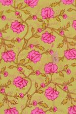 Yellow Flower Print Cotton Fabric