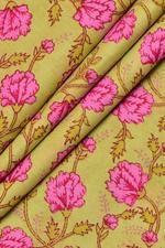 Yellow Flower Print Cotton Fabric