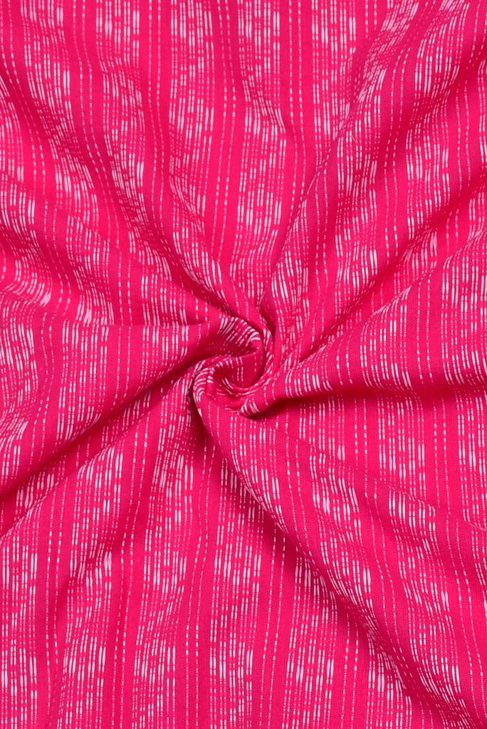 Pink Stripes Print Kantha Cotton Fabric