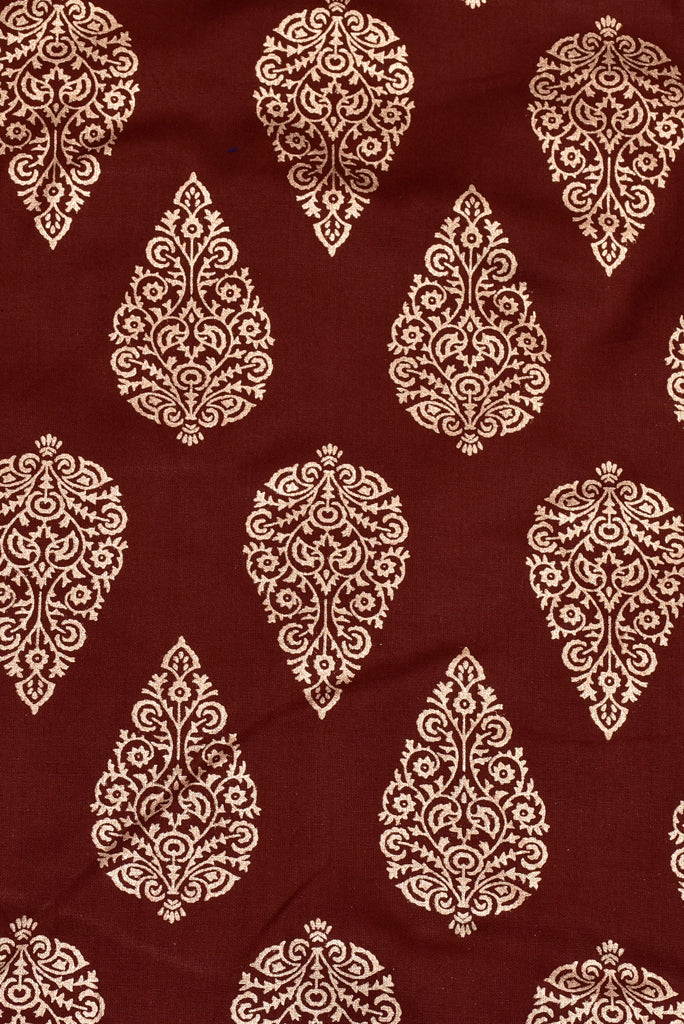 Brown Butta Print Rayon Fabric