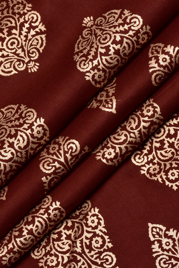 Brown Butta Print Rayon Fabric