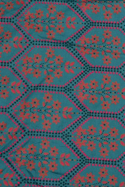 Sea Green Flower Print Rayon Fabric