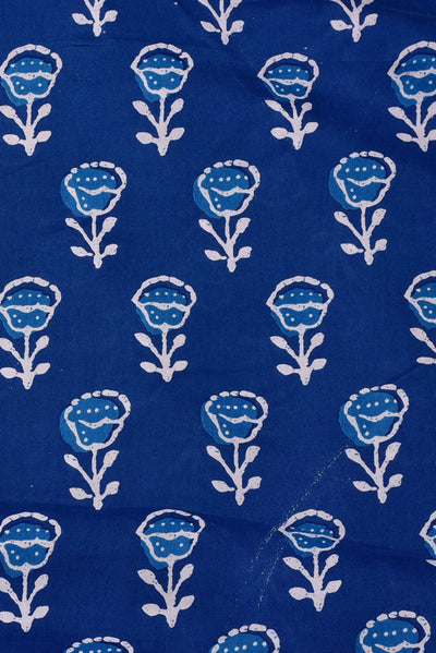 Blue Flower Print Rayon Fabric